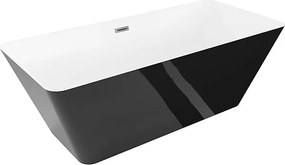 Mexen Velo Slim wanna wolnostojąca 170 x 75 cm, biała/czarna, przelew gun gray szczotkowany - 52811707575-66