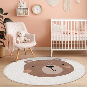 Brązowo-kremowy dywan dziecięcy odpowiedni do prania ø120 cm Teddy Bear – Mila Home