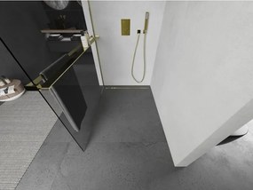 Mexen Kioto+ ścianka prysznicowa z półką Walk-in 70 x 200 cm, transparent, złota - 800-070-121-50-00