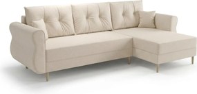 Rozkładana narożna sofa SILVIANO 230x140 cm, kremowa, uniwersalna