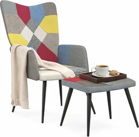Nowoczesny patchworkowy fotel z podnóżkiem Z6-T91