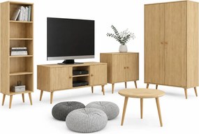 Komplet skandynawskich mebli do salonu z szafą dąb craft złoty B1-M16