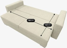 Sofa z Funkcją Spania DRAVOS Kremowa Nowoczesna