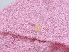 Szybkoschnący turban do włosów frotte różowy, 100% bawełna