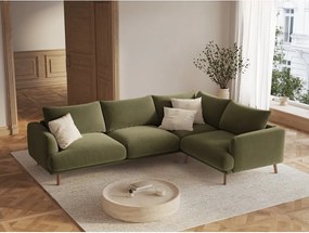 Zielony aksamitny narożnik (prawostronny/w kształcie litery L) Naomi – Micadoni