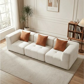 Coco Living Sofa do salonu Eden Simple 3-osobowa – biały pomarańczowy