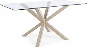 Prostokątny szklany stół z naturalną nogą 160X90 cm - MAY