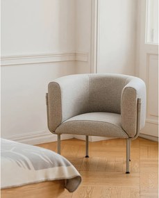 noo.ma sofa wełniana 2-osobowa szara, nowoczesna, z podłokietnikami