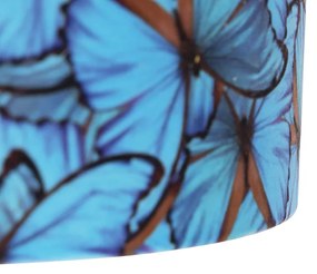Lampa wisząca czarna z abażurem z aksamitu z motywem motyli ze złotem 35 cm - Blitz klasyczny/Antyczny Oswietlenie wewnetrzne