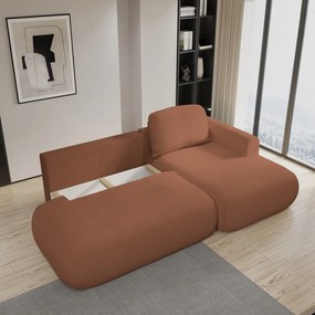 Masseno Narożnik NUVIRA z funkcją spania i pojemnikiem na pościel Narozniki L, Rozkładana sofa - Miedziany, QUELLE 54