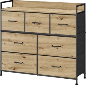 Komoda z tekstylnymi szufladami ALESIA 98x85 cm, dąb artisan