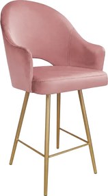 Hoker Velvet krzesło barowe tkanina Welur podstawa metalowa : Kolor nogi - Złota stożek, Kolor tkaniny - VELVET - MG58, Typ siedziska - Siedzisko stałe