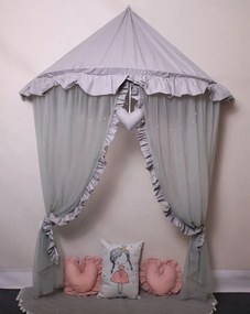 Szary baldachim nad łóżeczko z oświetleniem LED C8-A30