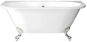 Wanna wolnostojąca w stylu retro, z nóżkami – 154 l – 150 × 74 × 61 cm (dł. × szer. × wys.) – kolor biały – akrylowa - SPARUS