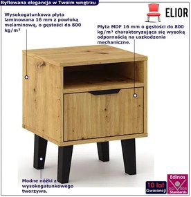 Stolik nocny ryflowany z szufladą dąb artisan L8-L18