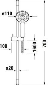 Duravit uniwersalny zestaw prysznicowy z 3 rodzajami strumienia