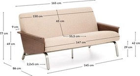 Jasnobrązowa sofa z tkaniny szenilowej 165 cm Amsen – Kave Home