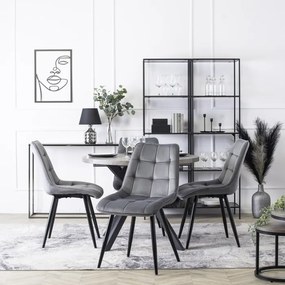 Krzesło Tapicerowane do Jadalni RIO Szare Welurowe Nowoczesne Loft