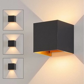 NETTLIFE Czarny kinkiet LED - kinkiet zewnętrzny/wewnętrzny 5 W, podwójna regulowana wiązka wodoodporna IP65 230 V 3000 K