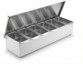 Pojemnik ze stali nierdzewnej na 6 składników, 455 x 150 x 90 mm