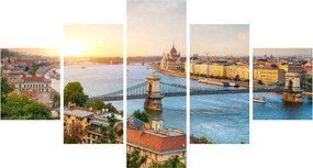 Obraz miasta Budapeszt z rzeką (125x70 cm)