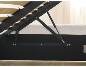 Białe tapicerowane łóżko dwuosobowe ze schowkiem/bez zagłówka ze stelażem 180x200 cm Inera – Bobochic Paris