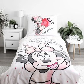 Biała/różowa bawełniana pościel dziecięca jednoosobowa 140x200 cm Minnie "White" – Jerry Fabrics