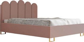 Łóżko tapicerowane MALAGA z wezgłowiem, tkanina MONOLITH, pojemnik, siłownik gazowy, wys. 39 cm, 120×200 cm, pudrowy róż