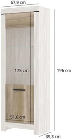 Witryna wysoka z LED sosna canyon + dąb karabela B4-Z67