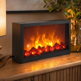 Kominek dekoracyjny LED, metalowy, 10 x 41 x 25 cm