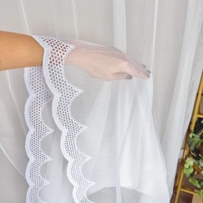 Firana haftowana bambus ozdobny dolny pas opalizująca nić - wys. 280 cm