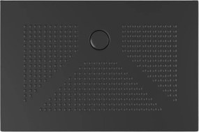 Brodzik prostokątny matowy czarny „Denver” z cienkiej, antypoślizgowej ceramiki, 70x90 cm wys.