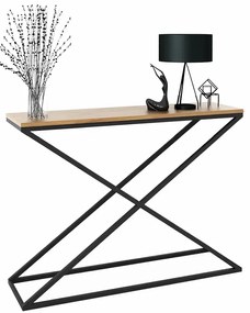 Konsola w stylu loft czarny + dąb lancelot - Logan 4X