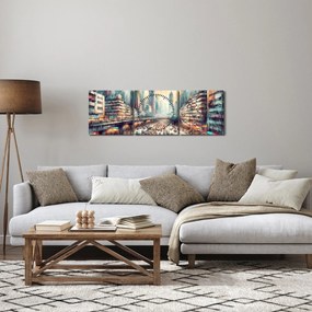 Obraz - Życie w wielkim mieście (z zegarem) (90x30 cm)