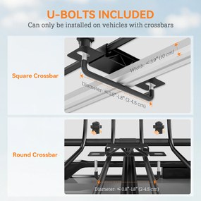 SPORTNOW Uniwersalny Bagażnik Dachowy Kosz Dachowy z Deflektorem Wiatru, do 150 kg, 116 x 92 x 11,5 cm na SUV-y i Pickupy, Czarny | Aosom PL