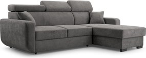 Masseno Narożnik CASTELLO z funkcją spania i pojemnikiem na pościel Narozniki L, Rozkładana sofa - Szary, VELO 635