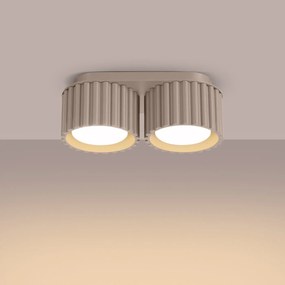 Plafon dwupunktowy AURA 2 taupe GX53 ryflowany SOLLUX  LIGHTING