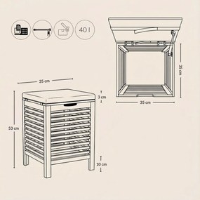 Bambusowy kosz na pranie z siedziskiem DISA, 40 l