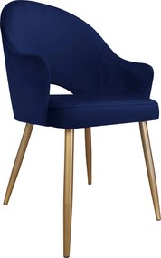 Krzesło Velvet tkanina Welur noga metalowa krzesło tapicerowane premium : Kolor nogi - Złota stożek, Kolor tkaniny - VELVET - MG16, Typ siedziska - Siedzisko stałe