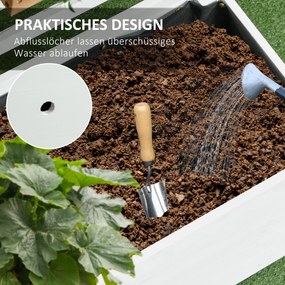 Outsunny Skrzynka na rośliny z pergolą, 4 koła, Drewno naturalne, Wodoodporna powłoka, biała, 76 x 30 x 155 cm