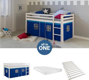 Łóżko piętrowe 90x200 cm niebieskie