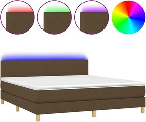 Łóżko kontynentalne z oświetleniem LED w kolorze ciemnego brązu 160x200 cm