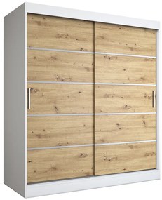 Szafa przesuwna biały + dąb artisan 180 cm - Bohosa 5X