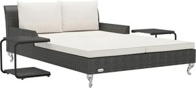 Czarne łóżko rattanowe na taras - Arvid