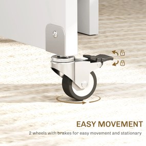 HOMCOM Składany Stół dla 2-4 osób, Składany Stół Kuchenny z Przesrzenią do Przechowywania, Rozkładany na Kołach, Biały