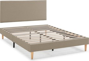 Kolumnowy stelaż tapicerowany Aura + zagłówek 160x200 cm Beżowy, wysokość 30 cm.