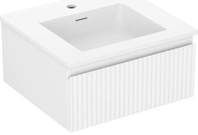 Mexen Rivel szafka łazienkowa 50 cm z umywalką Otis, 1 szuflada, ryflowana , biała mat - 91A20-05023-1-BF01-W18M01