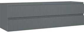 Mexen Rivel szafka łazienkowa podumywalkowa 160 cm, 2 szuflady, ryflowana , grafit mat - 91A20-16047-2-BFF66