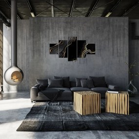 Obraz - Czarno - złoty marmur (125x70 cm)