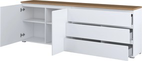 Komoda ORVO 199,9 cm do Salonu Sypialni Biały-dąb mauvella